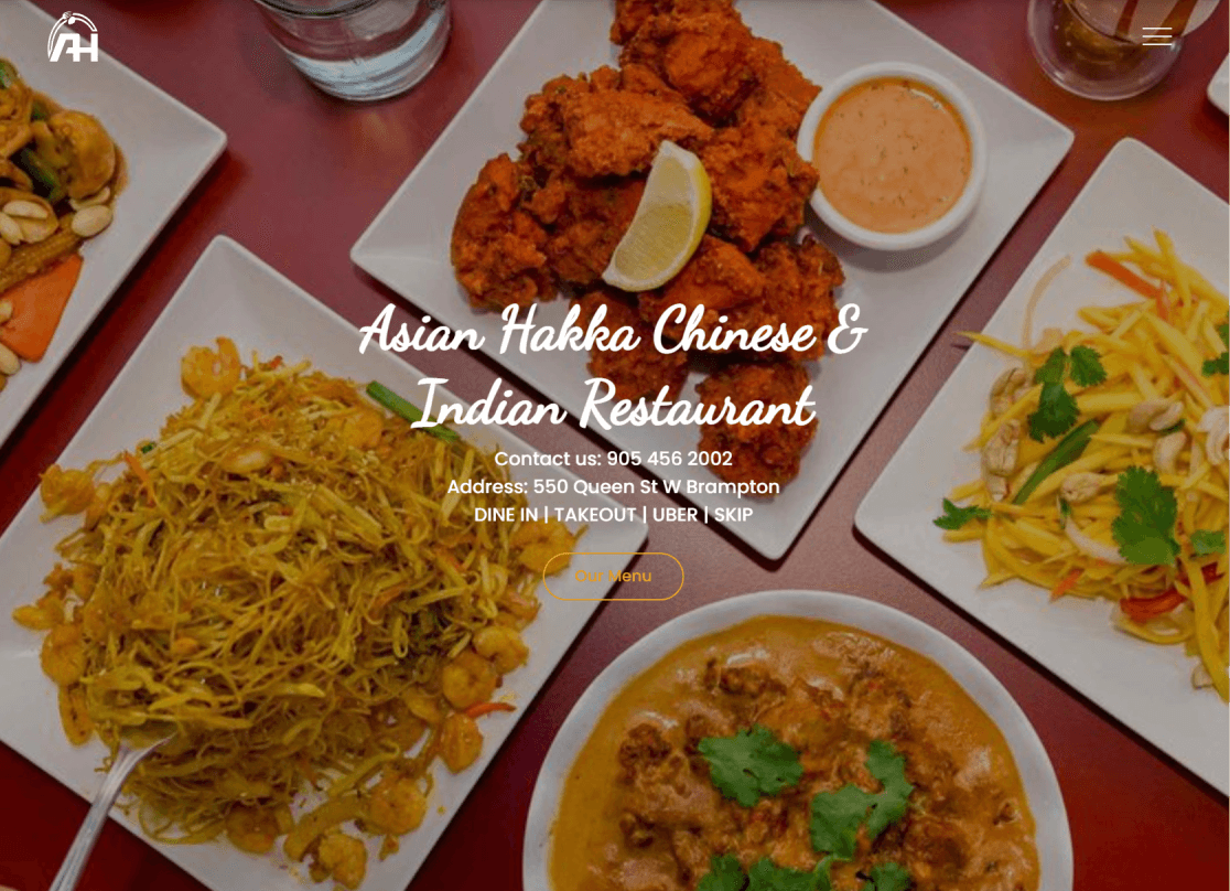 asian hakka restaurant website homepage