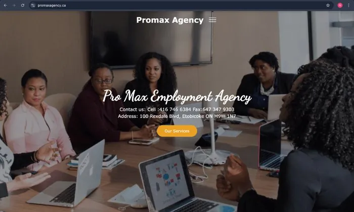 promax agency website homepage